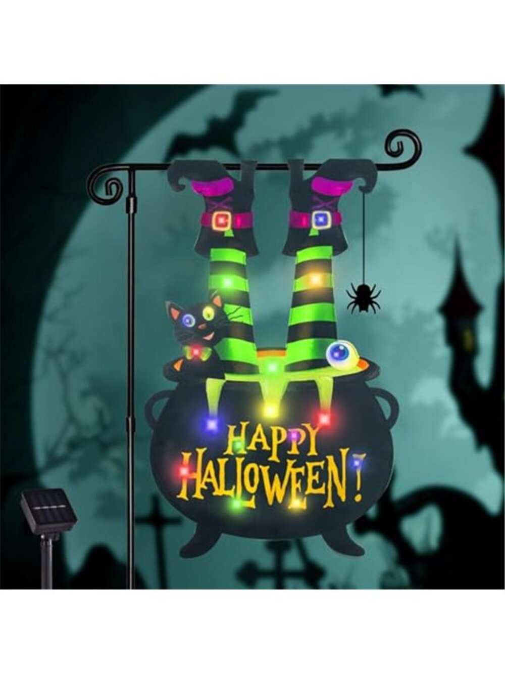 Halloween Lighted Garden Flag Witch Feet Yard Decor 12x18 In
